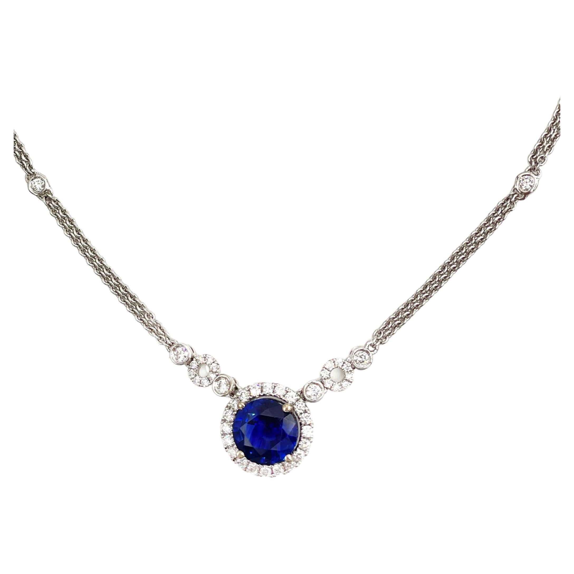 Large Sapphire and Diamond Necklace and Earring Suite in 18k White Gold ...