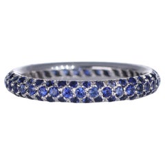 18K White Gold Blue Sapphire Pavé Band Ring