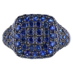 18K White Gold Blue Sapphire Pave' Ring