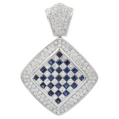 18K White Gold Blue Sapphire Pendant
