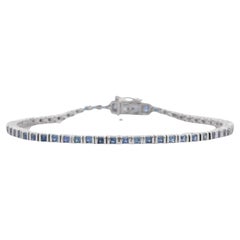 Pulsera Tenis Zafiro Azul Oro Blanco 18K