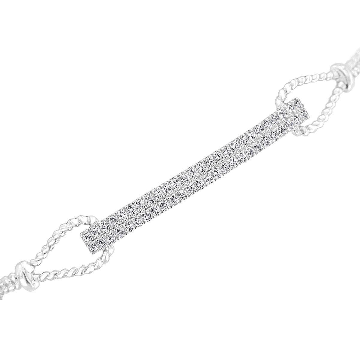 Taille ronde Bracelet Bolo en or blanc 18 carats avec diamants de 1/2 carat tw en vente