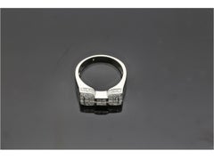 18K White Gold Bow Ring - Princess Cut and Round Cut Diamonds