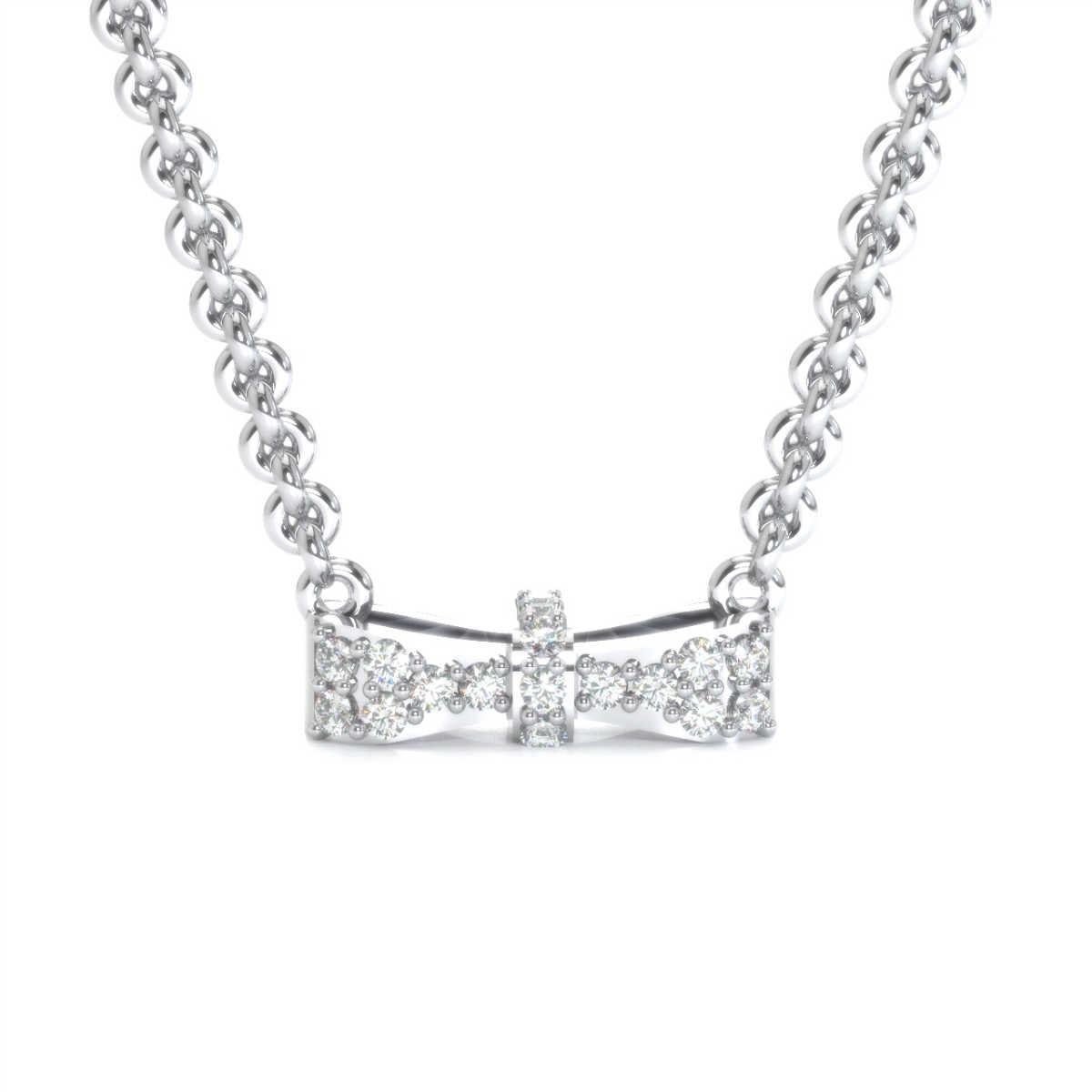 18 Karat Weißgold Schleifen-Diamant-Halskette '1/5 Karat' (Rundschliff) im Angebot