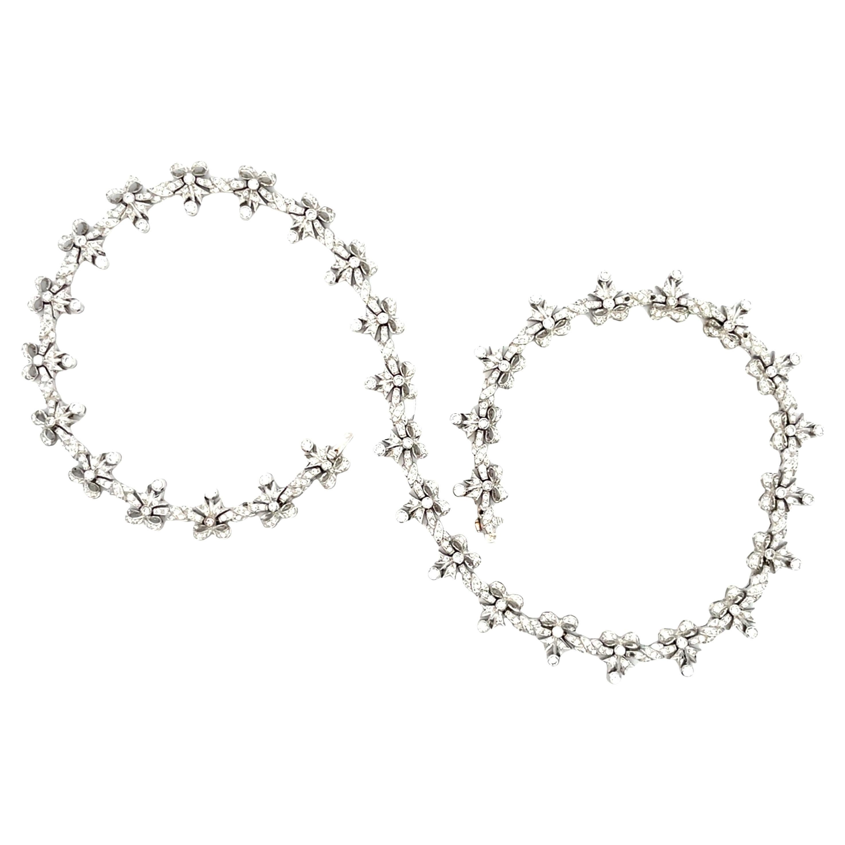 Collar de diamantes de oro blanco de 18 quilates Bowtie Link 8cts en venta