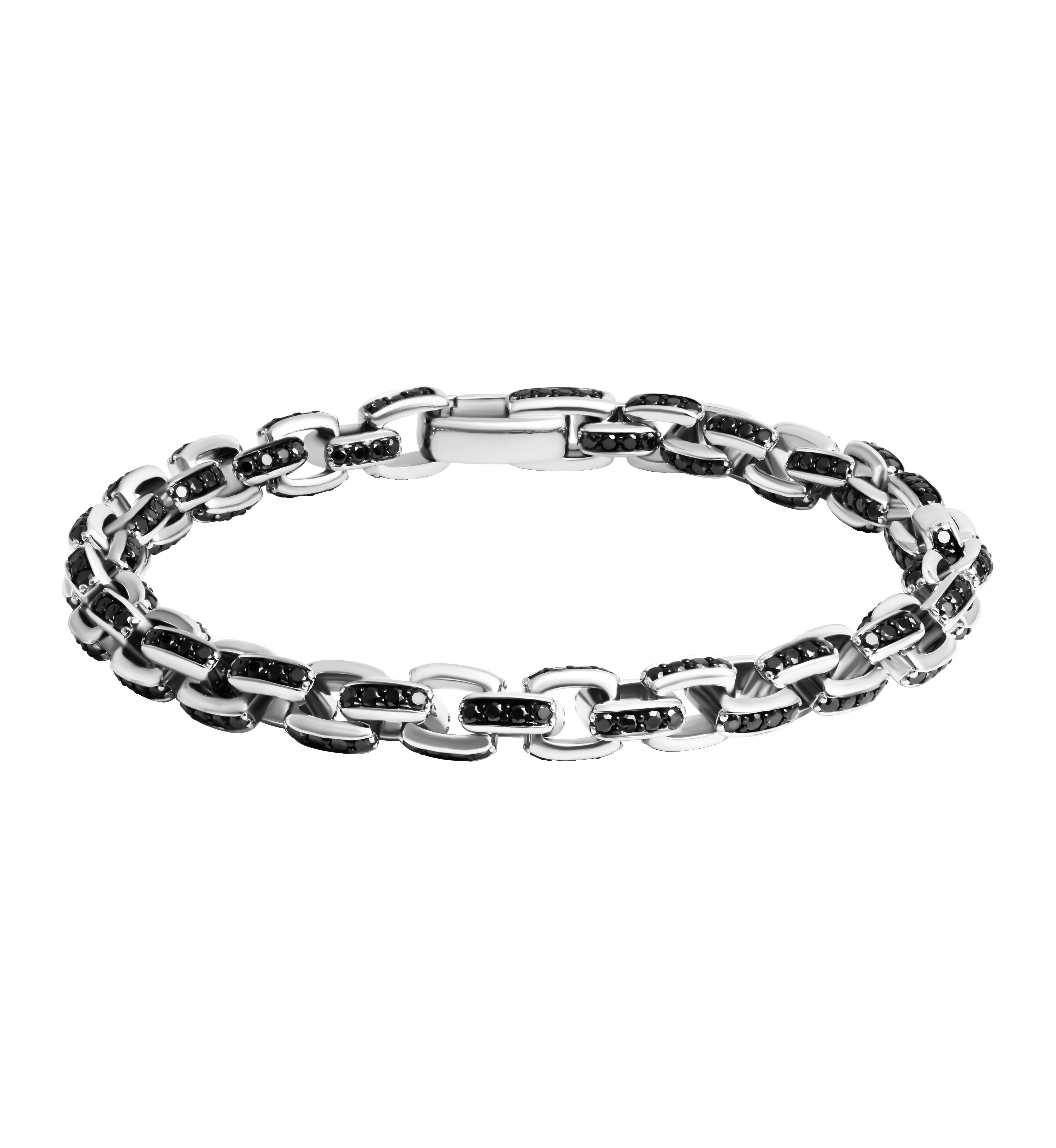 Moderne Bracelet en or blanc 18K avec diamants noirs en vente