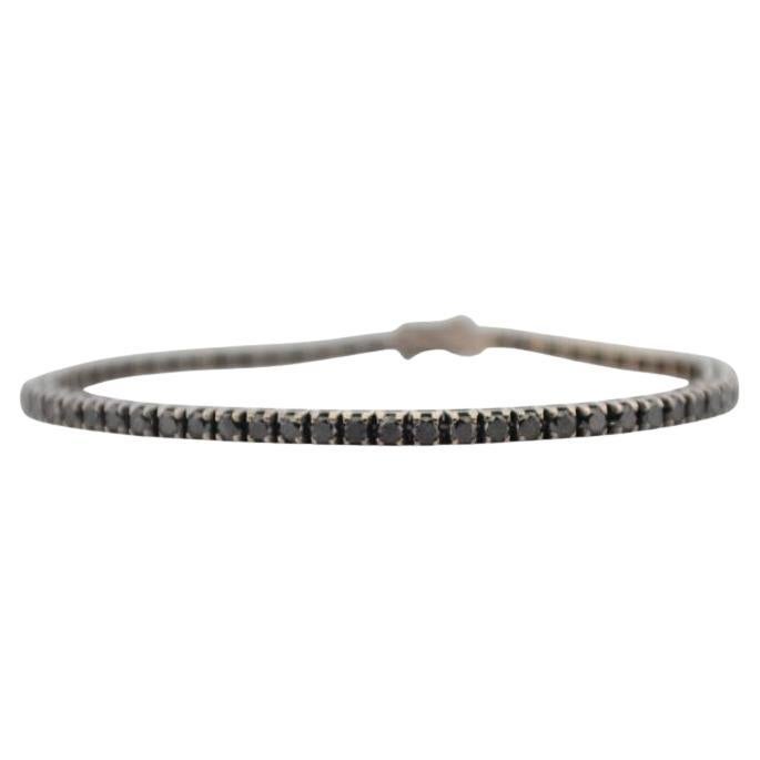 18K White Gold Bracelet with Black Natural Diamonds