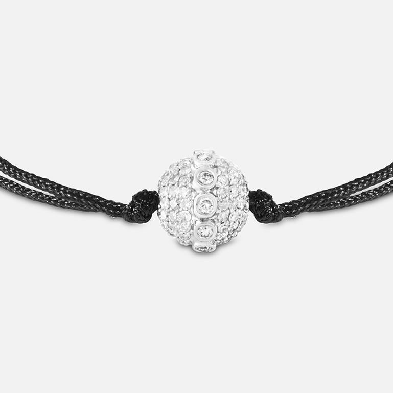 Brilliant Cut 18k White Gold Bracelet with Diamond-Encased Signature Orb For Sale
