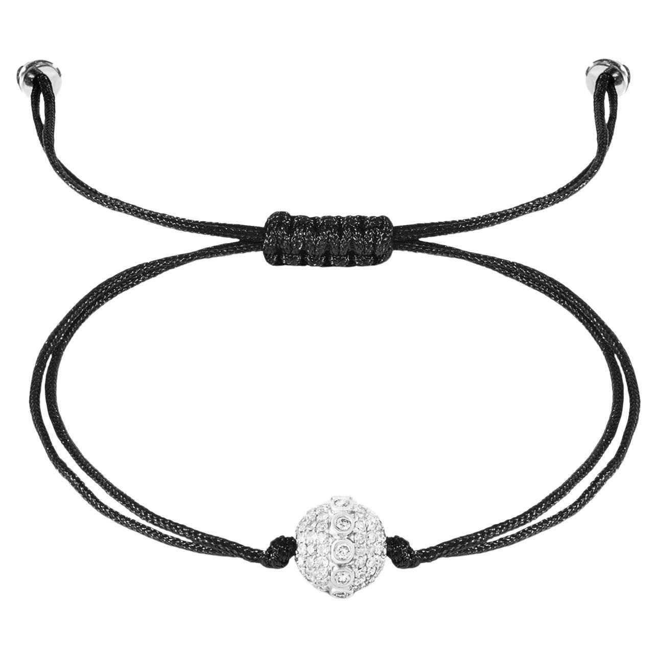 18k White Gold Bracelet with Diamond-Encased Signature Orb For Sale