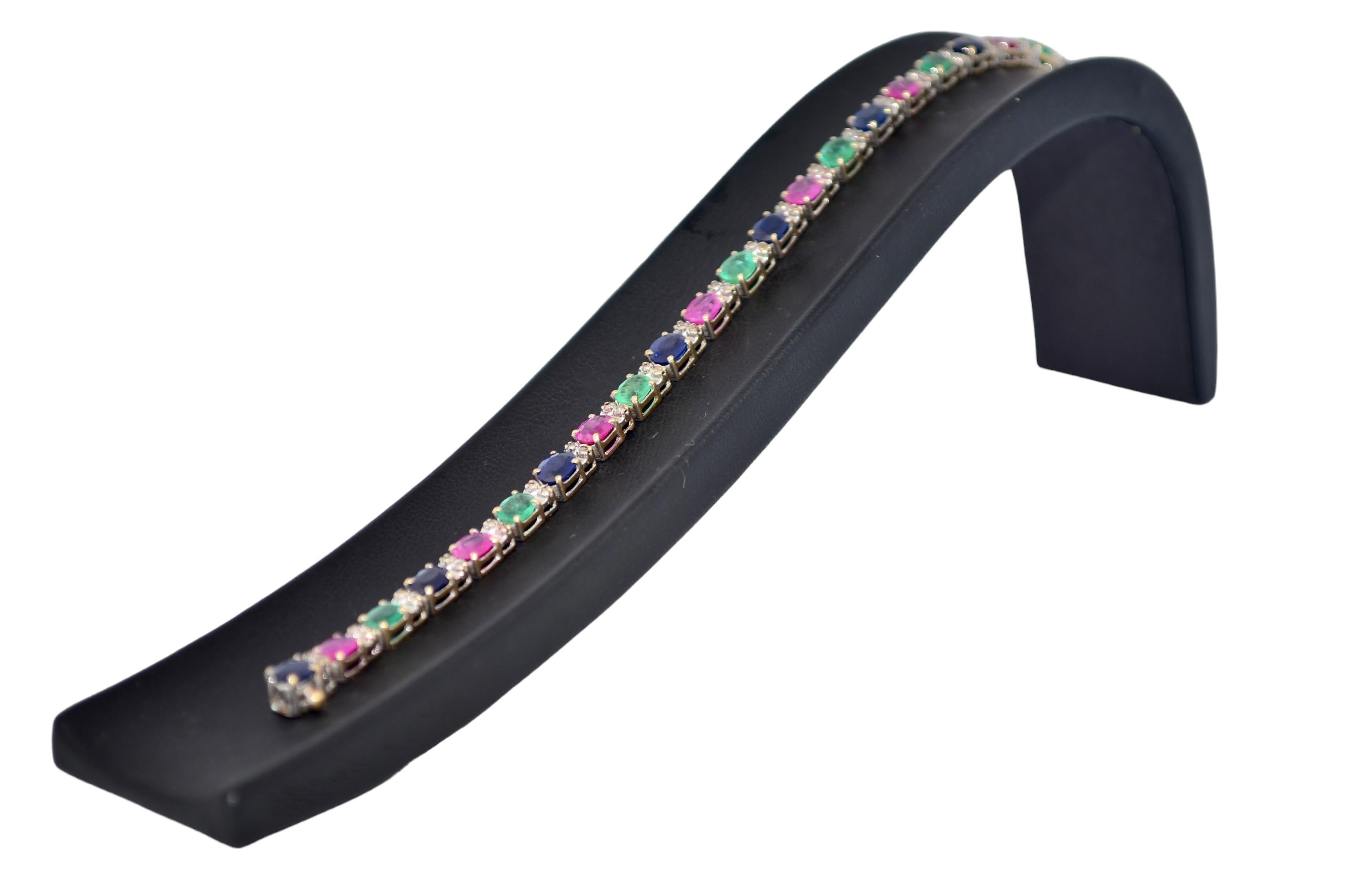 da uomo o donna Bracciale in oro bianco 18 carati con diamanti e pietre preziose