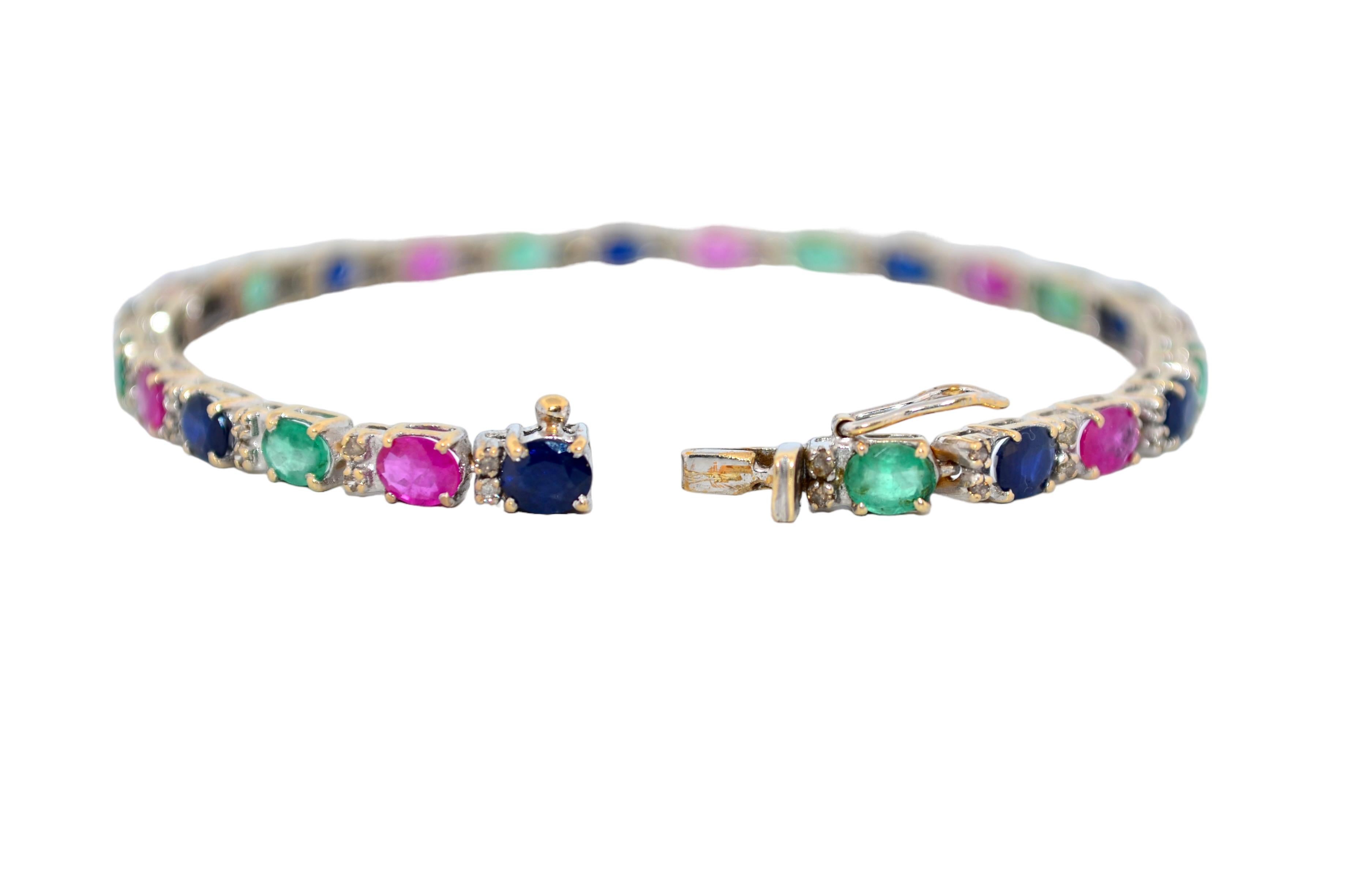 Bracciale in oro bianco 18 carati con diamanti e pietre preziose 1