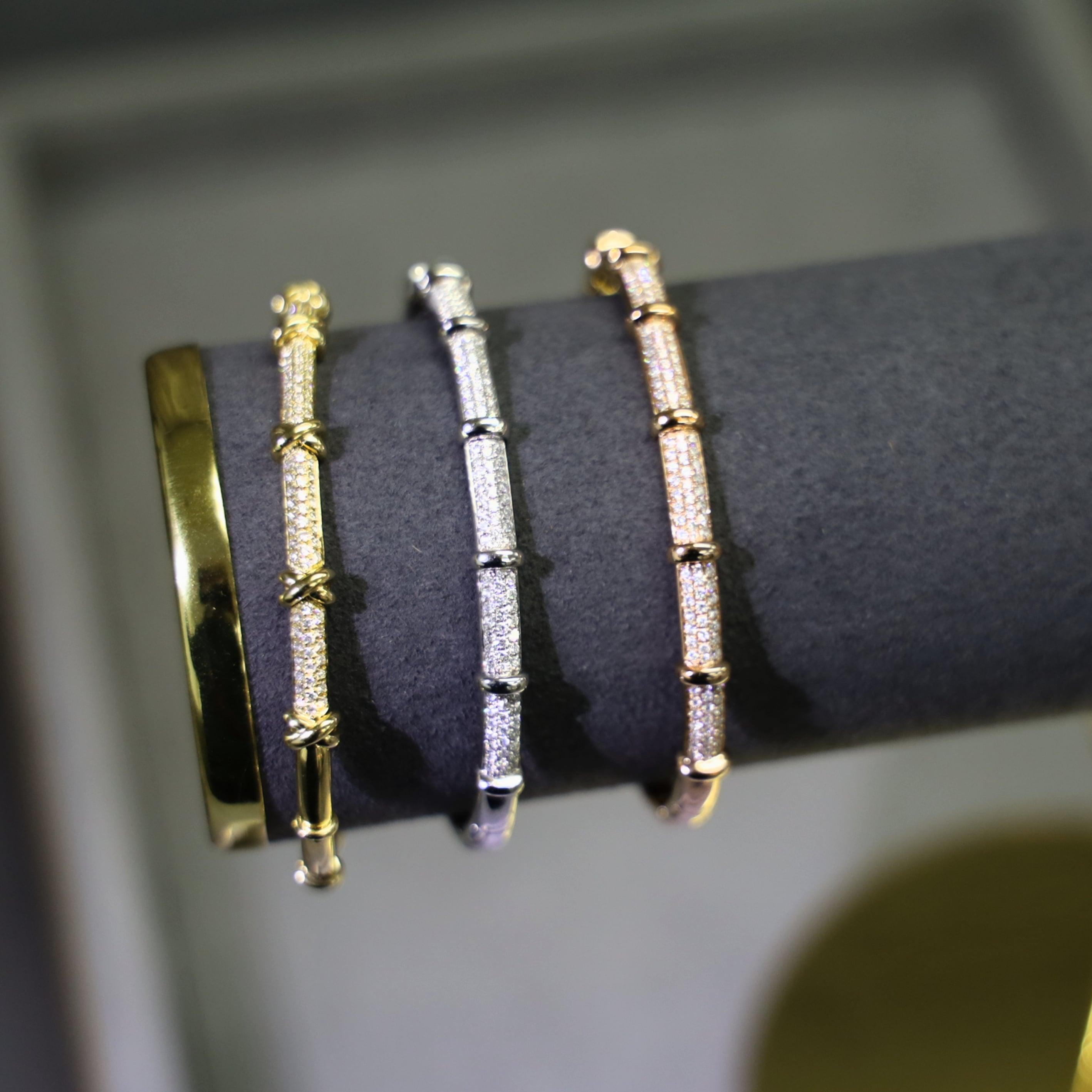 Taille ronde Bracelet en or blanc 18K avec diamants en vente