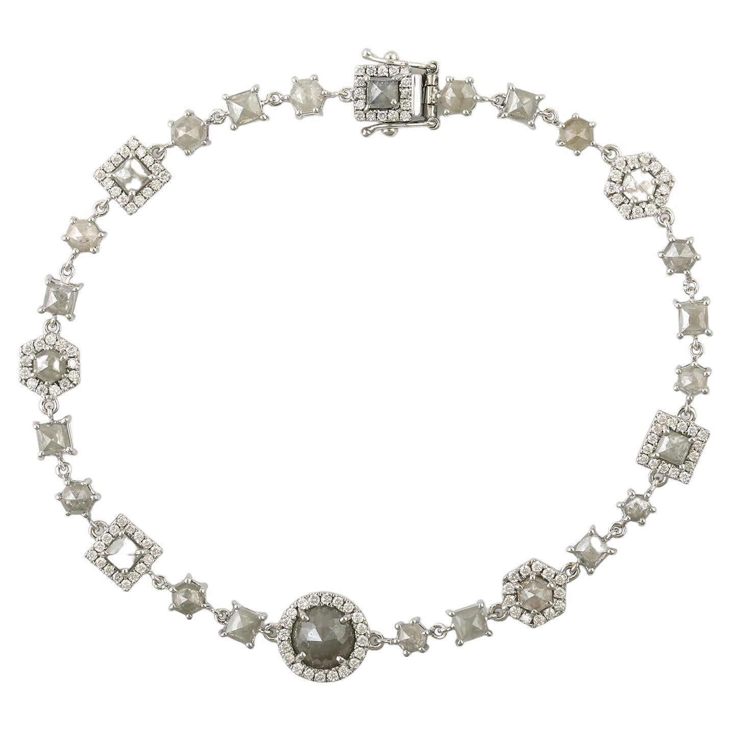 18K White Gold Bracelet with Ice Diamonds & Pave Diamonds