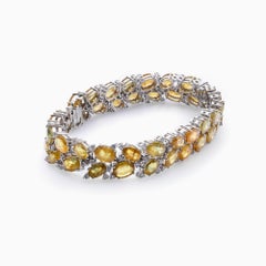 18k White Gold Bracelet with Multi-Color Sapphires 42.52 ct and Diamonds 1.98