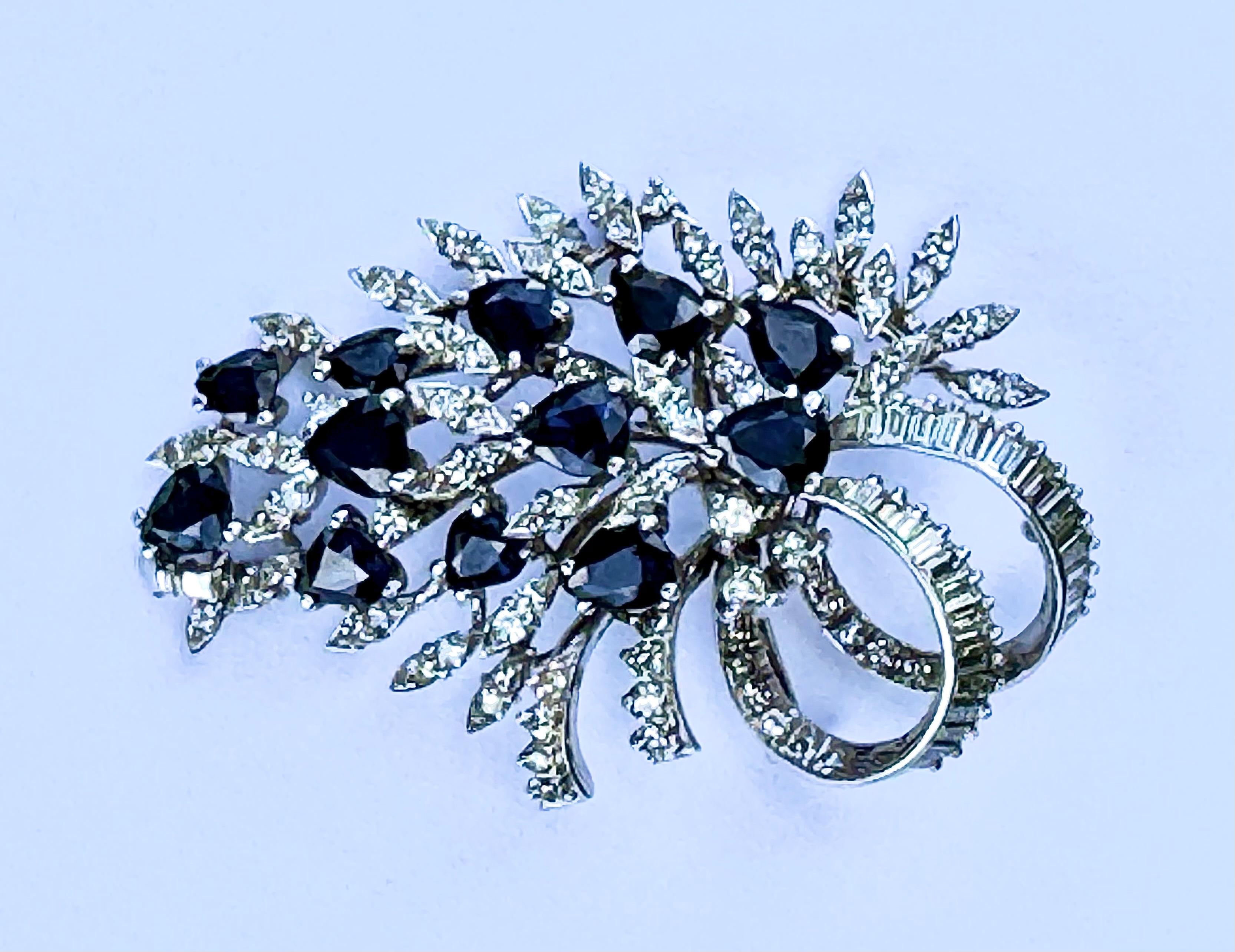 18K White Gold Brooch With Sapphires And Diamonds 3