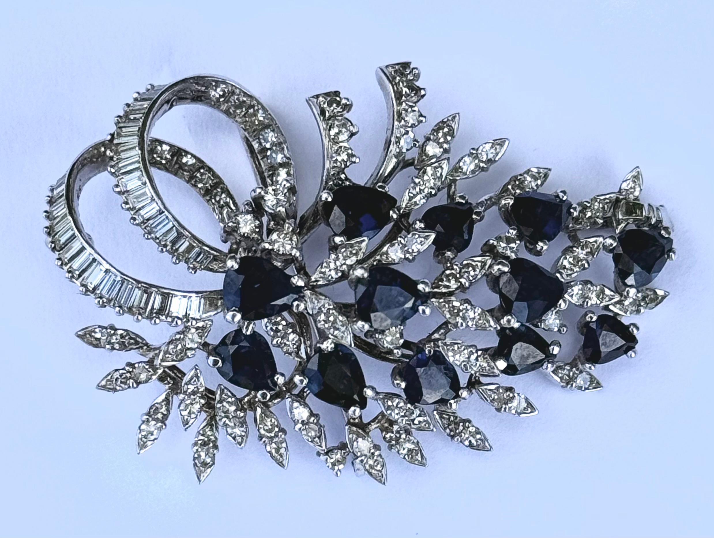 18K White Gold Brooch With Sapphires And Diamonds 4