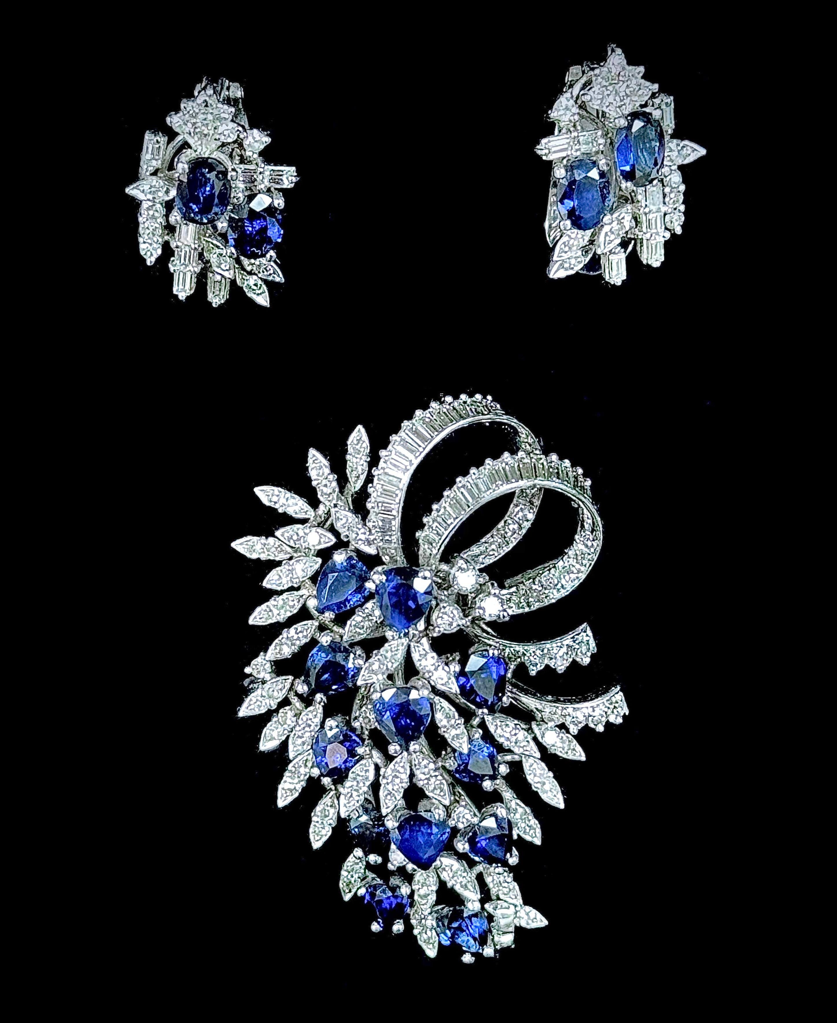 18K White Gold Brooch With Sapphires And Diamonds 6