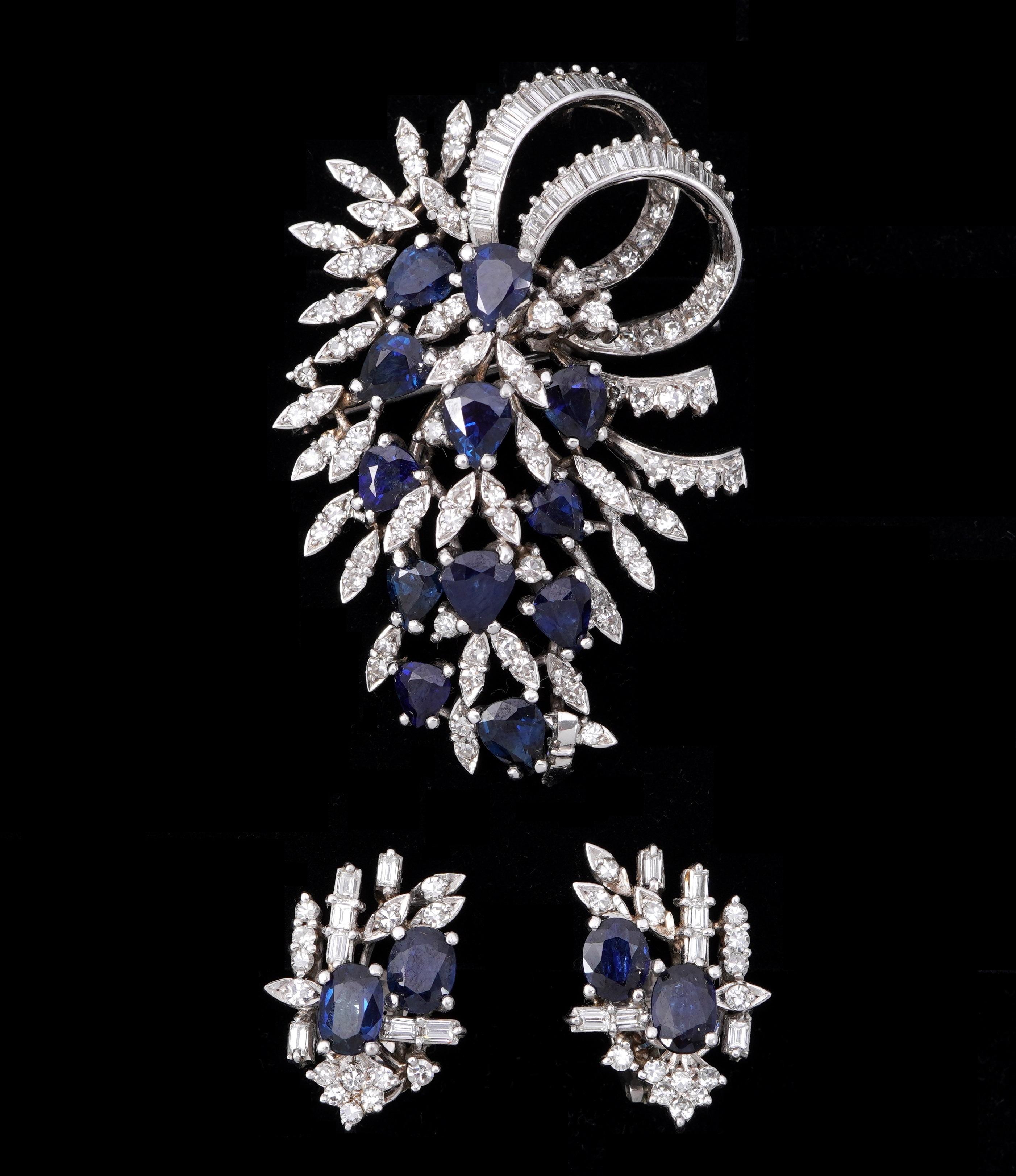 18K White Gold Brooch With Sapphires And Diamonds 10