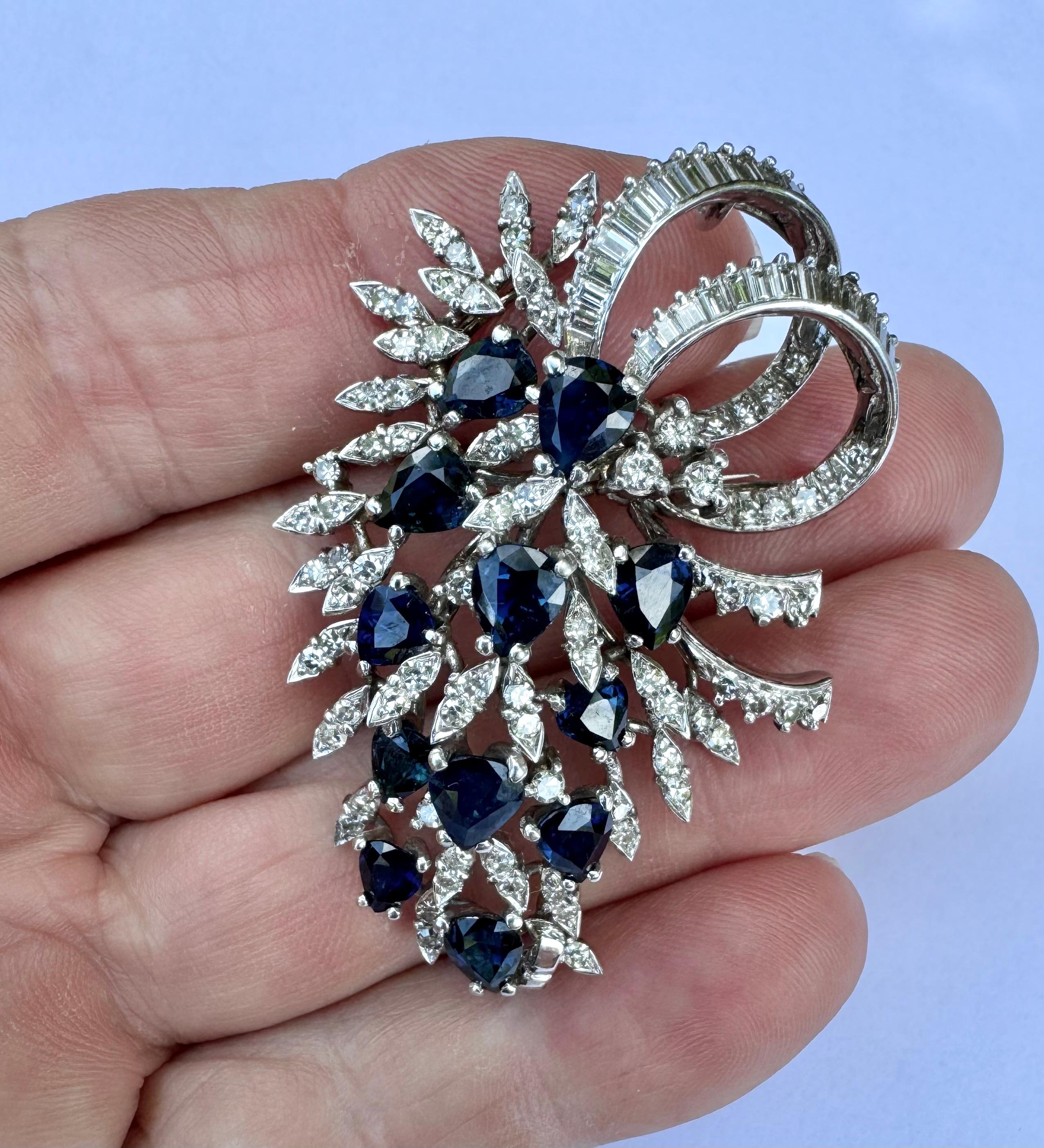 18K White Gold Brooch With Sapphires And Diamonds 1