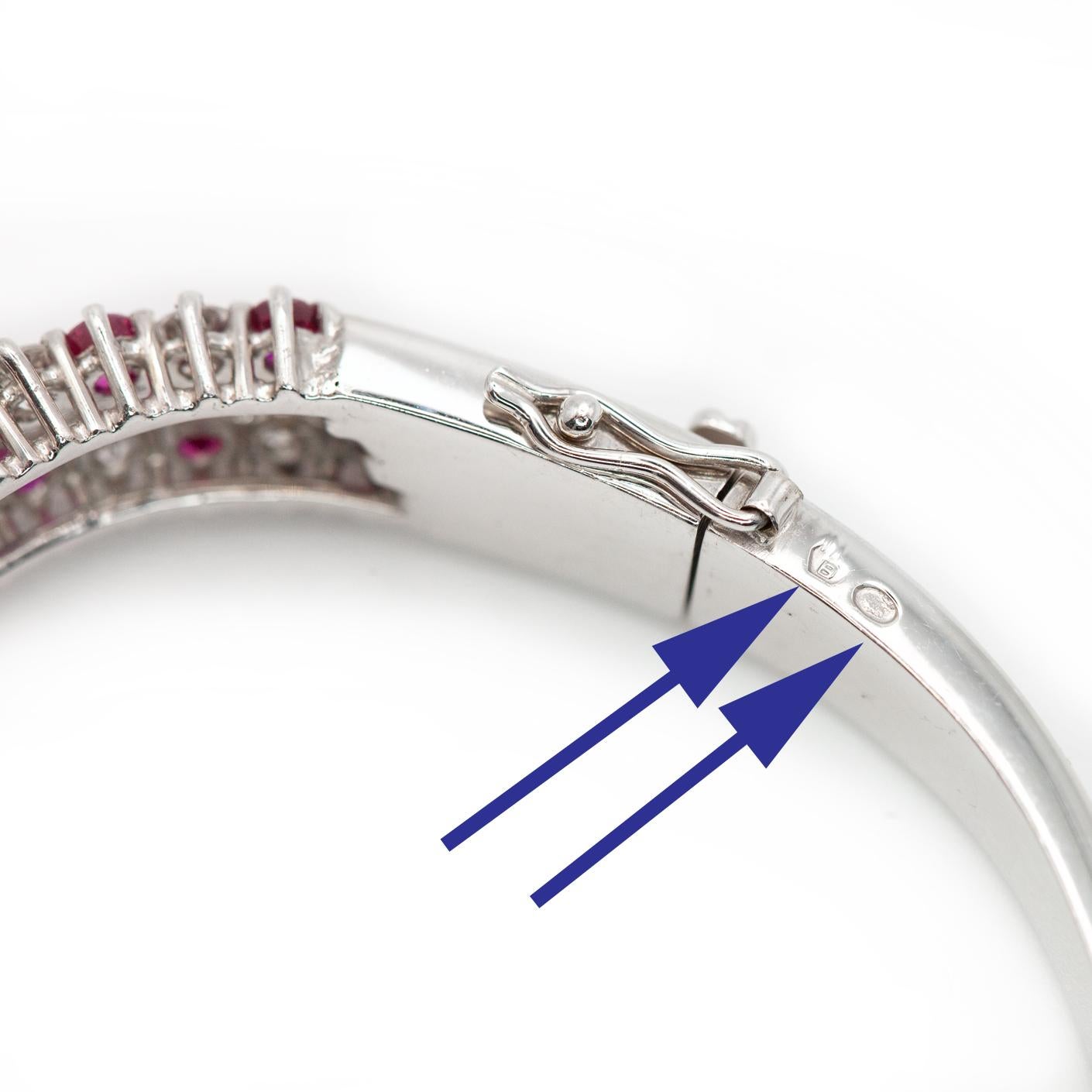 18K Weißgold Burma Rubin und Diamant Scharnier Armreif im Angebot 8