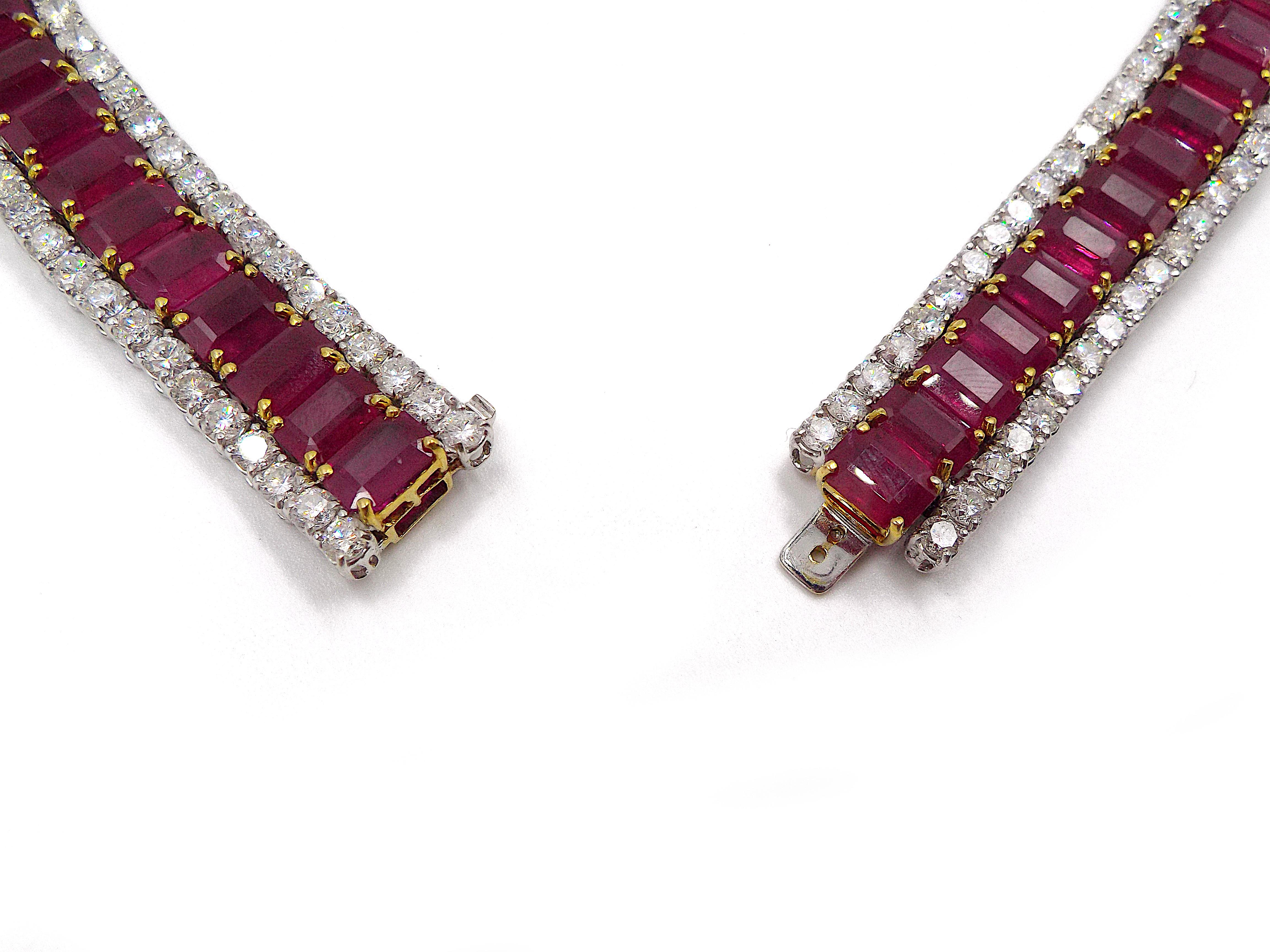Halskette aus 18 Karat Weißgold mit Burma-Rubin-Diamant Damen im Angebot