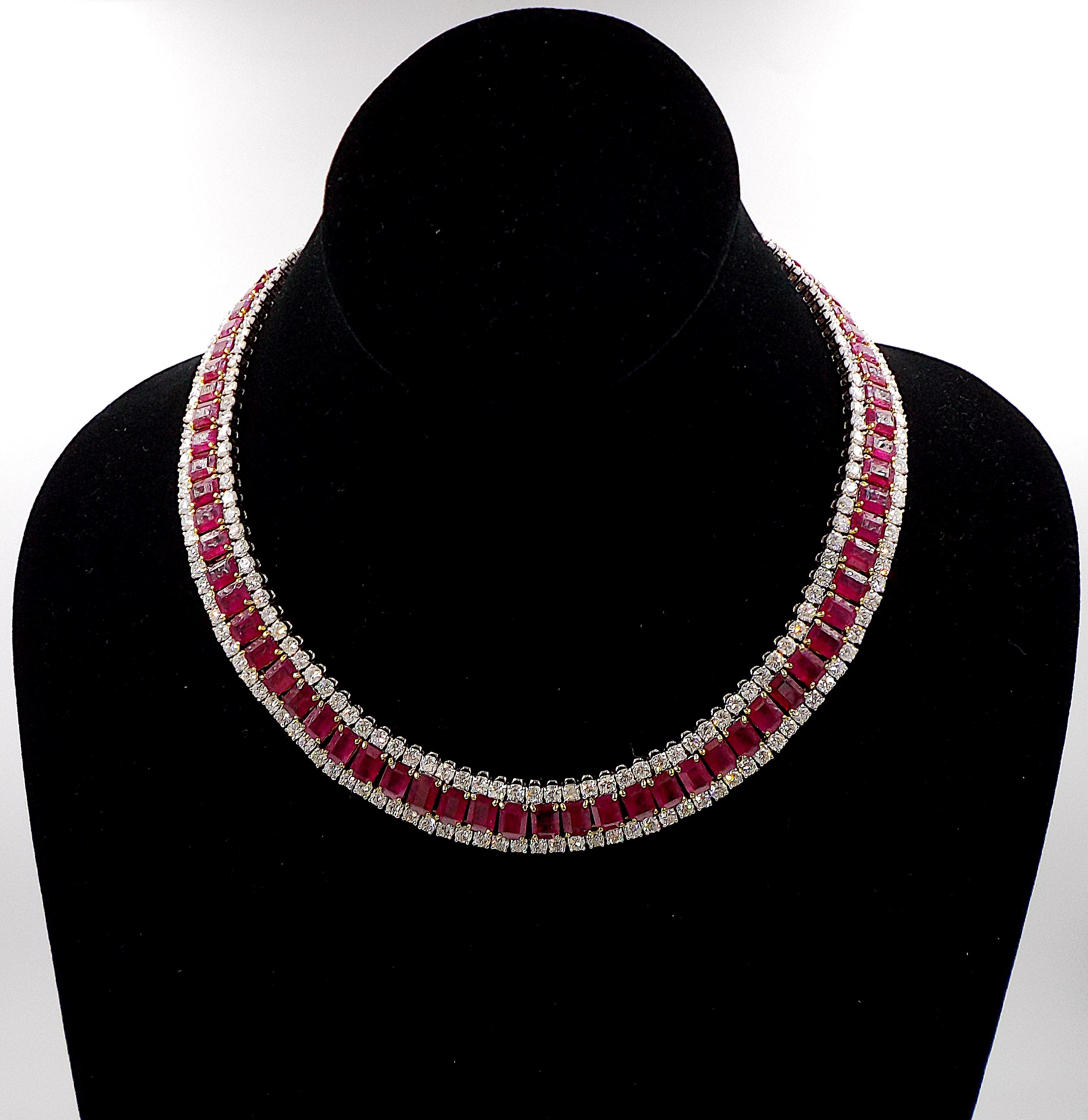 Halskette aus 18 Karat Weißgold mit Burma-Rubin-Diamant im Angebot 1