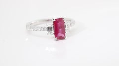 18K White Gold Burmese Ruby Diamond Dress Ring