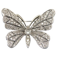 Vintage 18k White Gold Butterfly Diamond Brooch