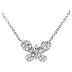 18K White Gold Butterfly Necklace with Diamonds
