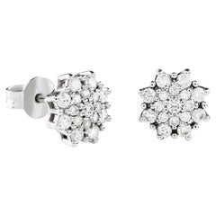 Boucles d'oreilles boutons en or blanc 18 carats avec 0,62 carat de diamants
