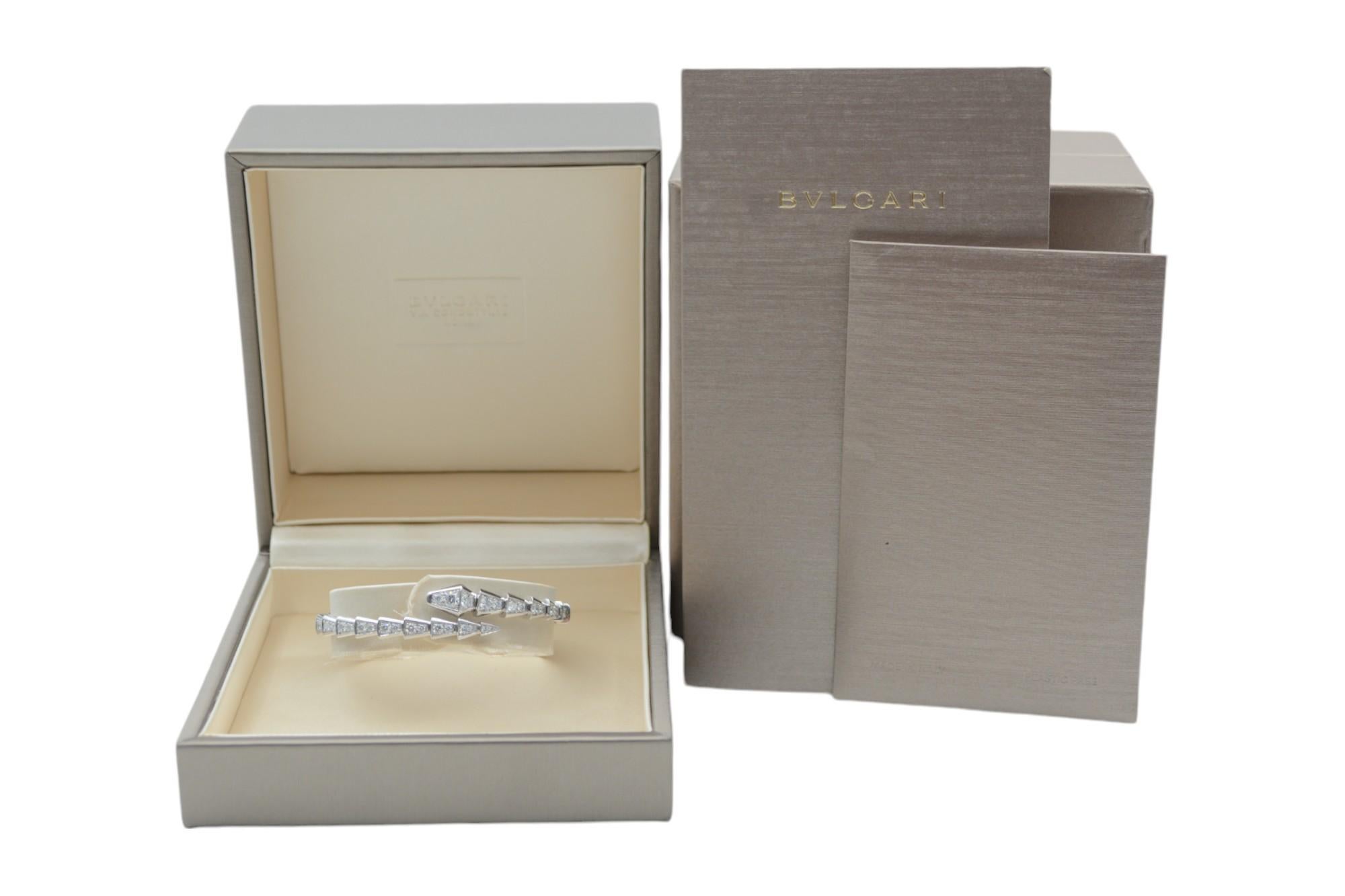 Women's 18K White gold Bvlgari Serpenti Viper bracelet with diamonds full set