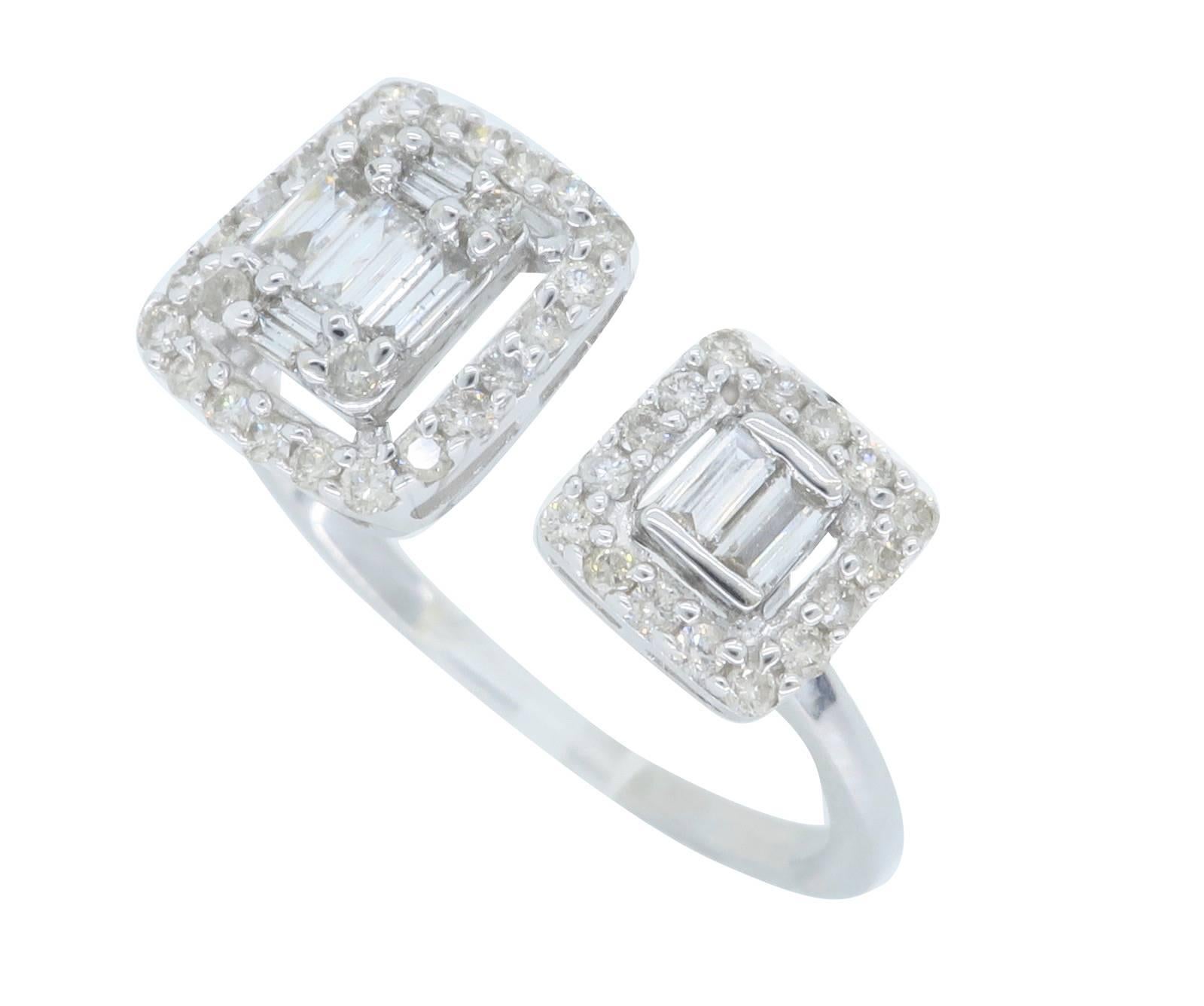 18 Karat White Gold Bypass Diamond Ring 3