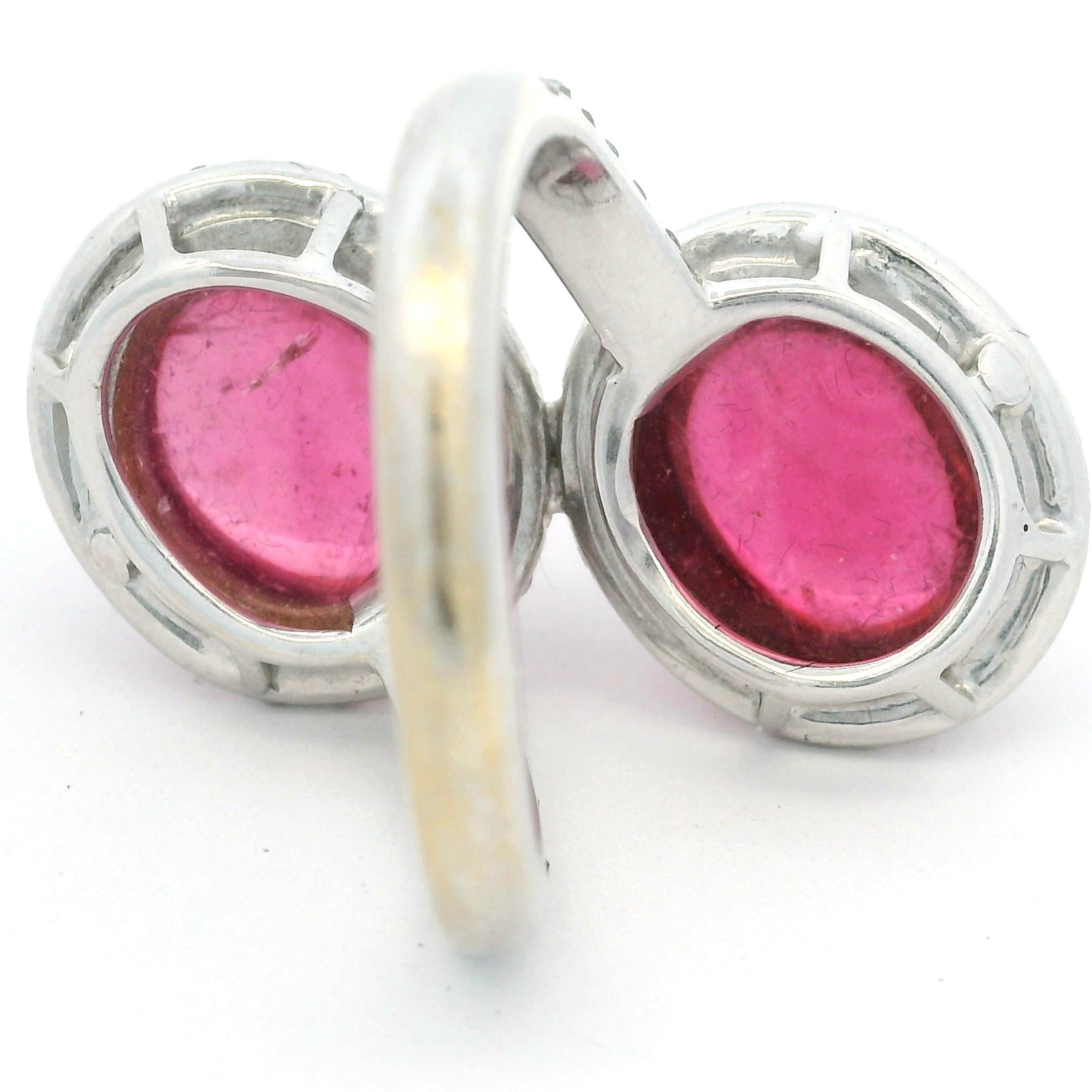 Anello Bypass in oro bianco 18K con 10 carati di tormaline rosa e 1,10 carati di diamanti in vendita 4