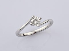 18K White Gold Bypass Solitaire Round Diamond Ring