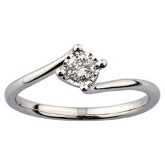 18K White Gold Bypass Solitaire Round Diamond Ring