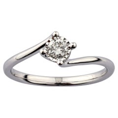 18K Weißgold Bypass Solitär Runder Diamantring