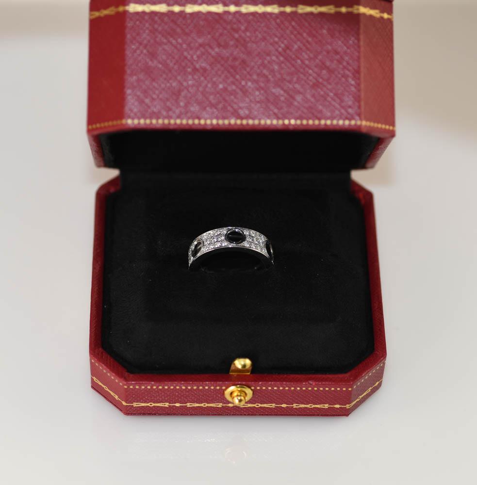 18k White Gold Cartier Diamond Love Ring, 1.00tdw, with Box In Excellent Condition In Laguna Beach, CA