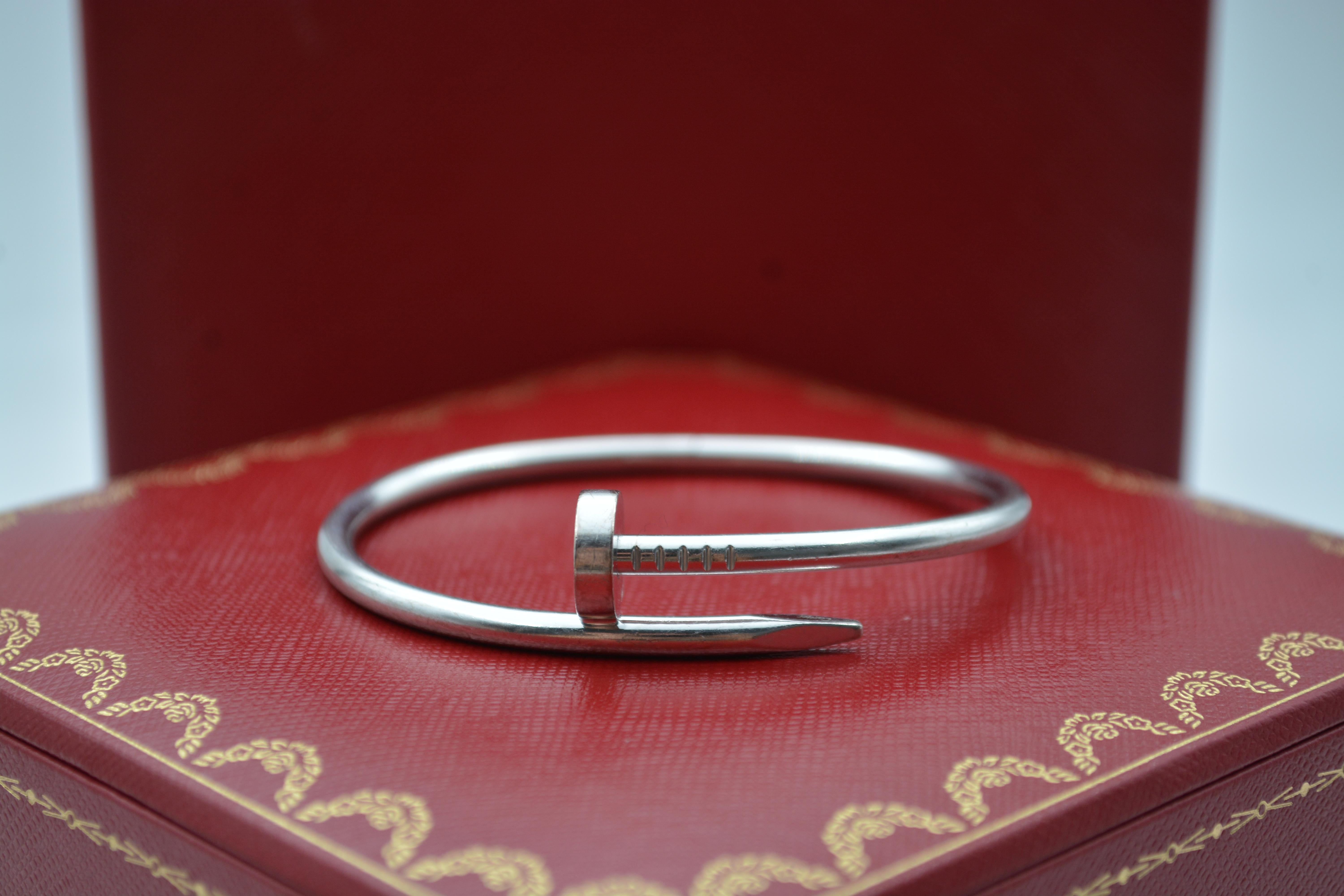 18 Karat Weißgold Cartier Just on Clou Armband full Set für Damen oder Herren