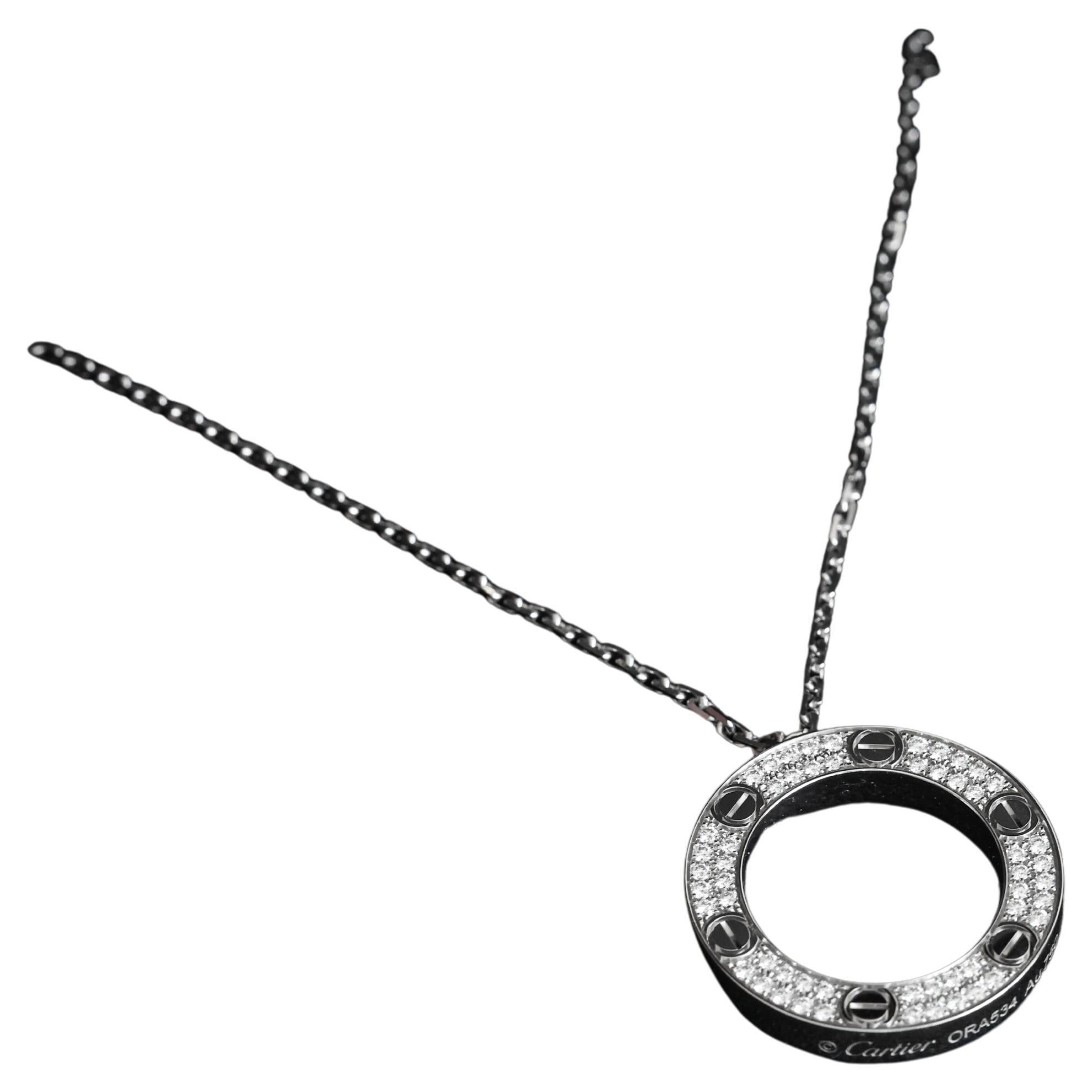 18K White Gold Cartier LOVE Pendant Necklace