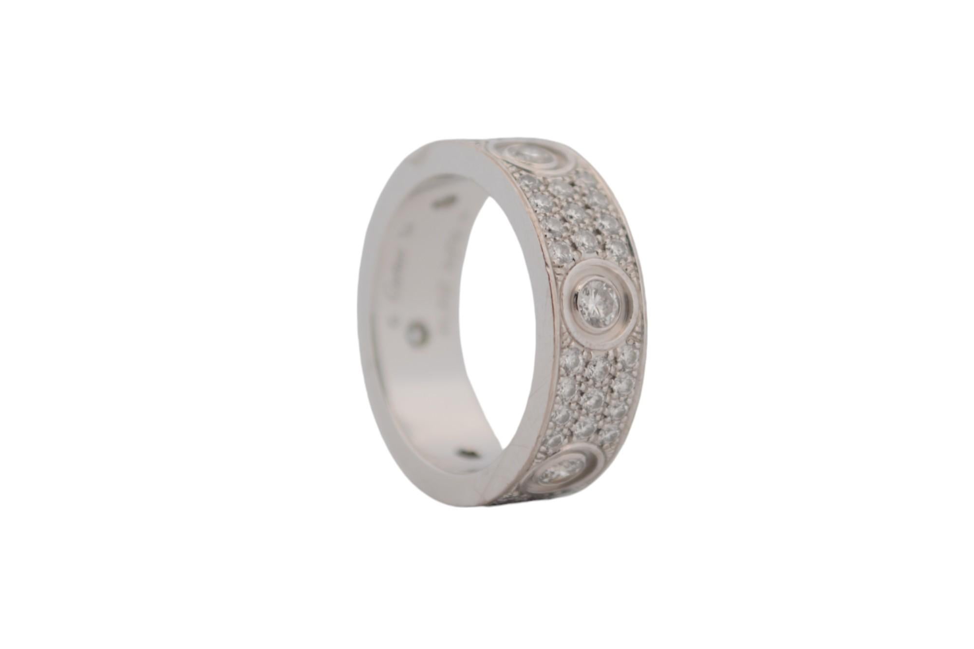 Anillo Cartier Love de oro blanco de 18 quilates con diamantes engastado completo en venta 5