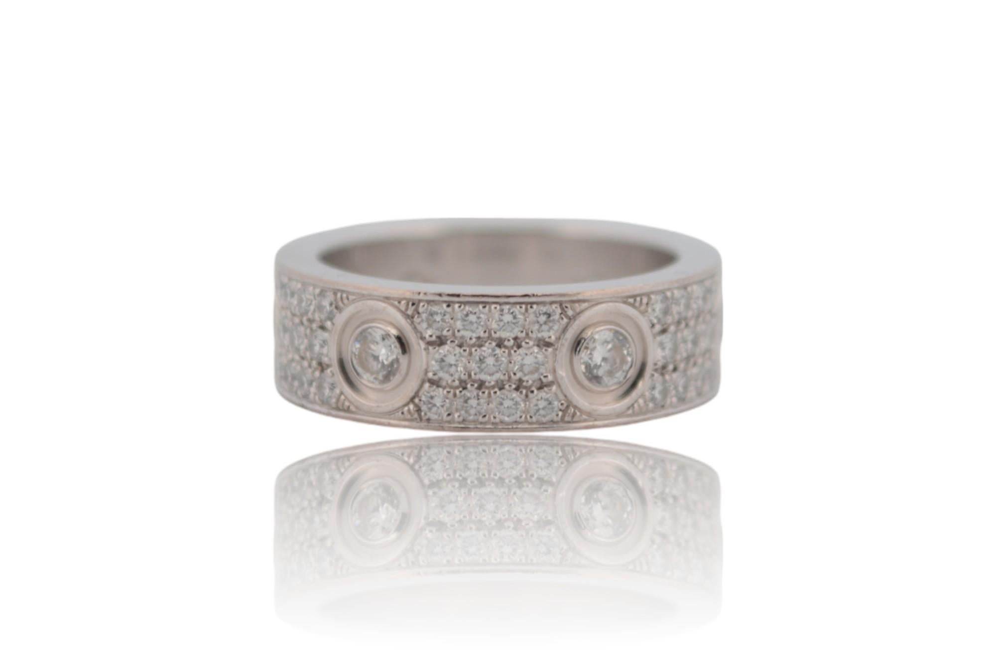 Anillo Cartier Love de oro blanco de 18 quilates con diamantes engastado completo en venta 1