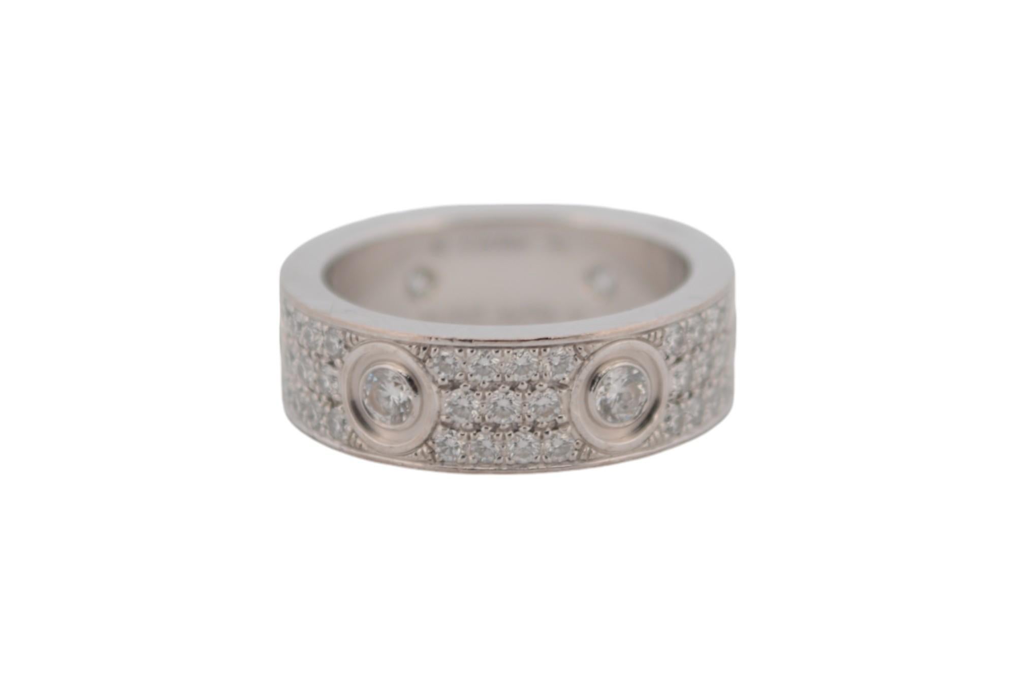Anillo Cartier Love de oro blanco de 18 quilates con diamantes engastado completo en venta 2