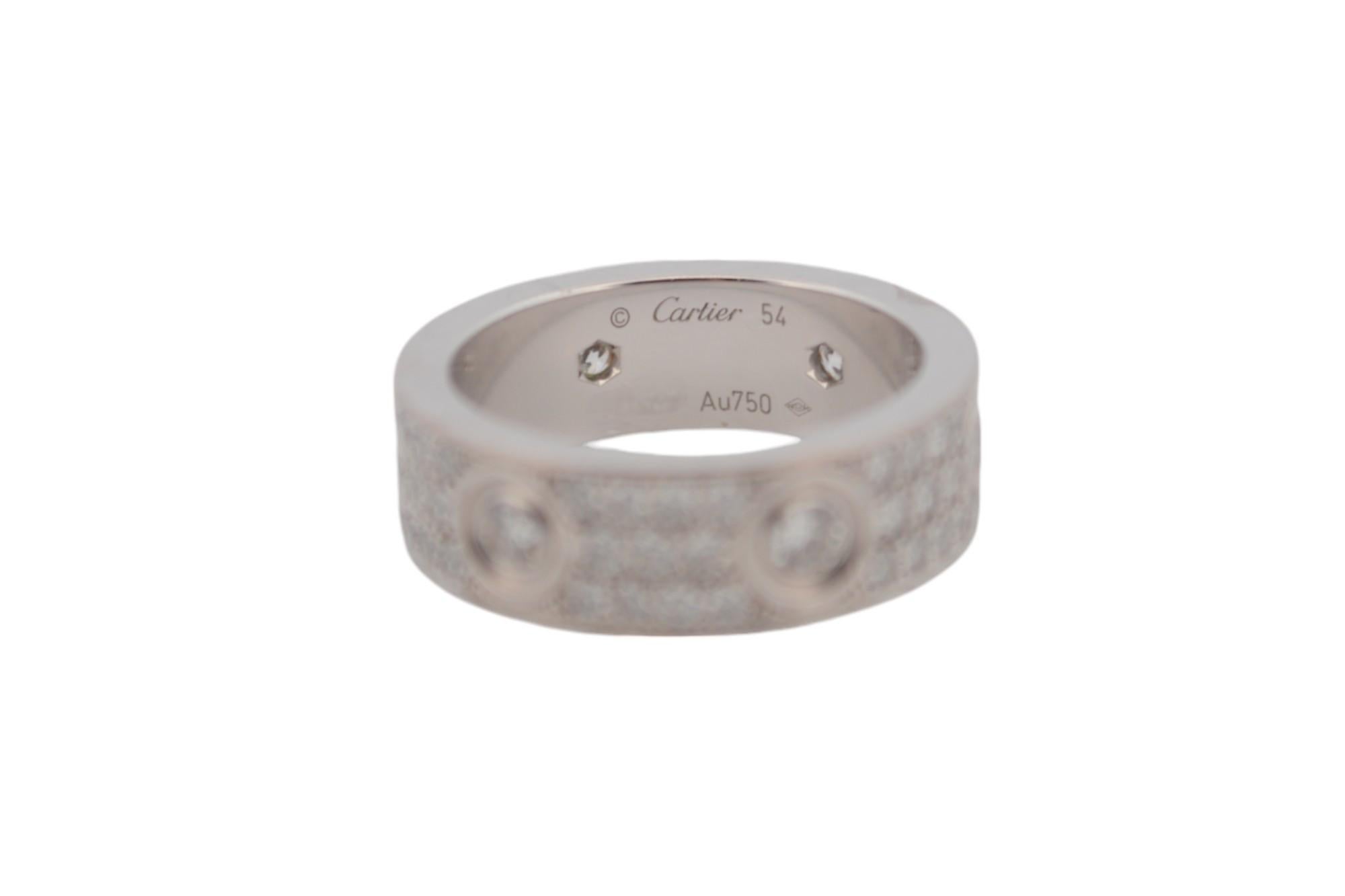 Anillo Cartier Love de oro blanco de 18 quilates con diamantes engastado completo en venta 3