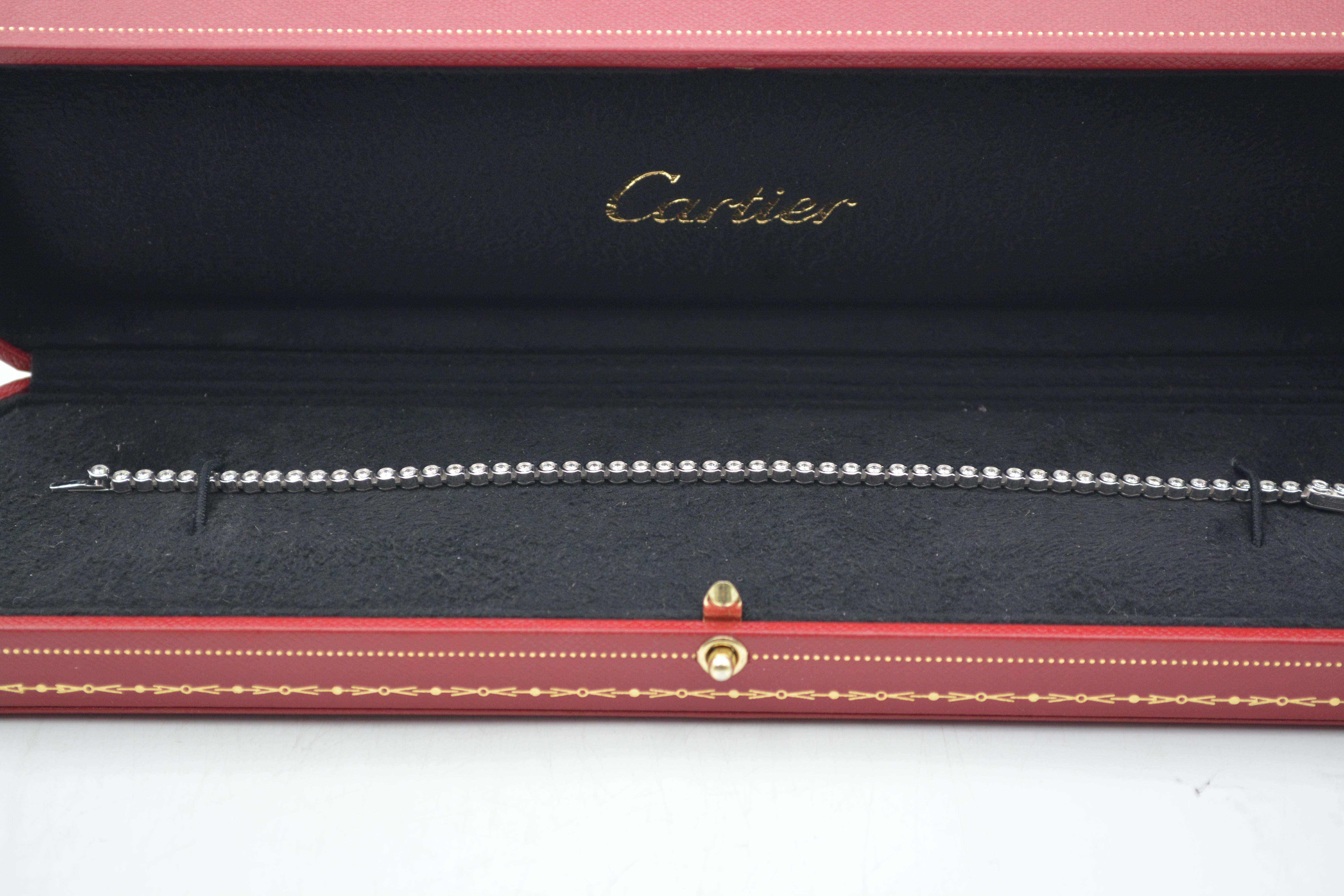 18K Weißgold Cartier Tennisarmband mit Diamanten voll besetzt (Brillantschliff)