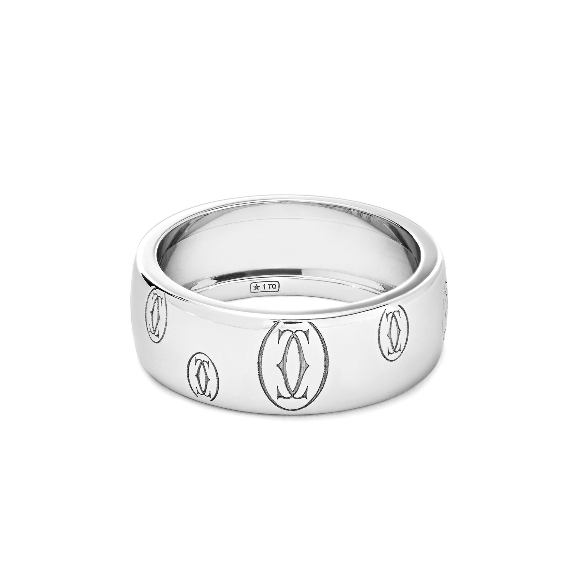 This 18-karat White Gold Cartier Wedding Bandexudes elegance and sophistication, crafted from luxurious 18k white gold. With its timeless design and impeccable craftsmanship, it serves as a symbol of everlasting love and commitment. The sleek and