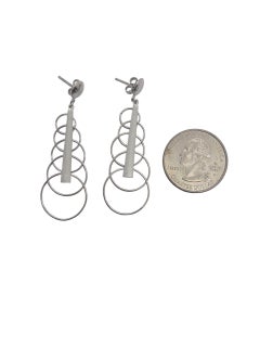 18K White Gold Cascading Circle Dangle Earrings #23825