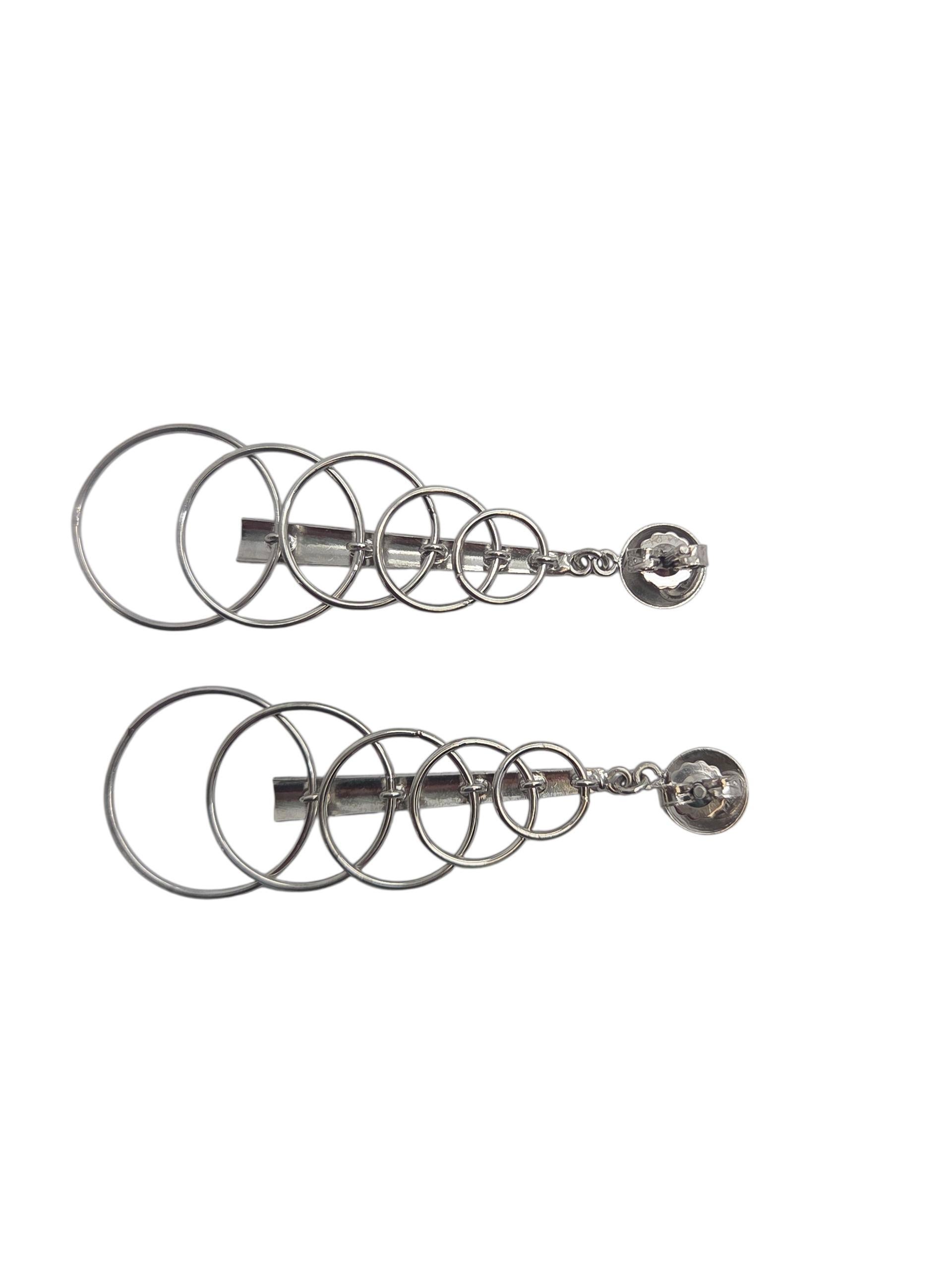 Orecchini a cerchio a cascata in oro bianco 18K #23825 in vendita 1