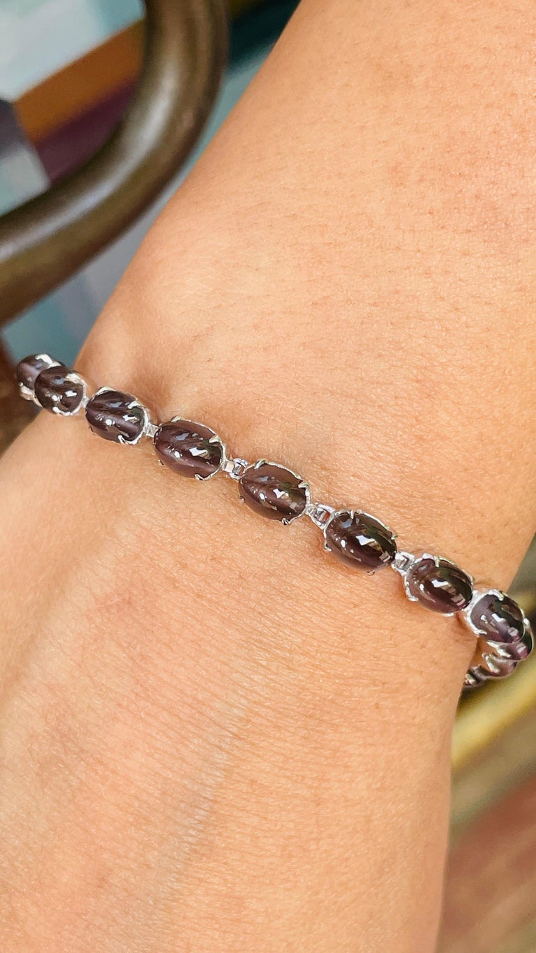 18K White Gold Cat's Eye Bracelet For Sale at 1stDibs
