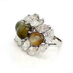 18k White Gold Cat’s Eye Cts 10.1 Diamond Engagement Ring