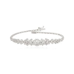 Bracciale tennis con cluster di diamanti certificati in oro bianco 18k 1,34 CTW Gioielli di pregio